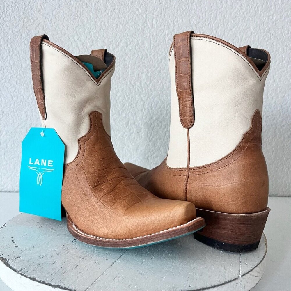 Lane Women's Tan and Cream Ankle Boots